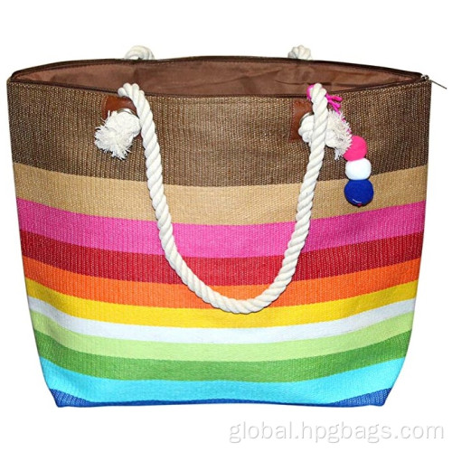 Beach Bags Totes Extra Large Striped Straw Rope Handle Factory